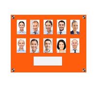 Get Acrylic Photo Frames - Orange 10 Pocket Image Staff, Student, Employee Display Board With Pocket Header. 308mm Height x 400mm Width (30.8cm x 40cm)