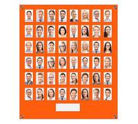Get Acrylic Photo Frames - Orange 48 Pocket Image Staff, Student, Employee Display Board With Pocket Header. 704mm Height x 616mm Width (70.4cm x 61.6cm)