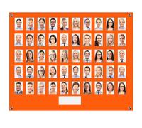 Get Acrylic Photo Frames - Orange 50 Pocket Image Staff, Student, Employee Display Board with Pocket Header. 605mm Height x 760mm Width (60.6cm x 76cm)