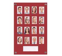 Get Acrylic Photo Frames - Red 16 Pocket Image Staff, Student, Employee Display Board With Pocket Header. 506mm Height x 328mm Width (50.6cm x 32.8cm)