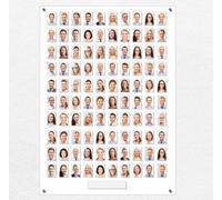 Get Acrylic Photo Frames - White 100 Pocket Image Staff, Student, Employee Display Board With Pocket Header. 1100mm Height x 760mm Width (110cm x 76cm)