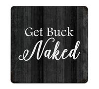 Get Buck Naked Metal Signs 12x12 Inch Hanging Dining Room Gate Coffee Bar Wall Decor Metal Plaque Wall Art Plaques for Business