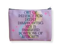 Get Bullish Out of Patience with Disappointing Men Feminist Canvas Zipper Pouch 9.5" x 7" | Cosmetics Bag or Pencil Case