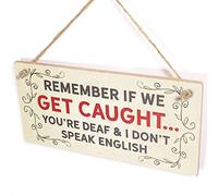 Get Caught Speak English Sign, Leafy Scroll Humour