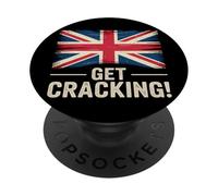 Get Cracking Vintage British UK Flag Funny Amelia Meme Humor PopSockets Adhesive PopGrip