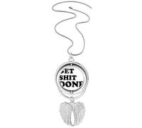 get d words quotes design Pendant Angel Wings Rotating Necklace Jewelry