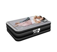 Get Fit Blow Up Air Bed with Built In Electric Pump- Free Pillow - Elevated Air Mattress - Double - Double - Black / Grey