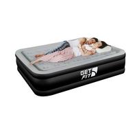 Get Fit Blow Up Air Bed with Built In Electric Pump- Free Pillow - Elevated Air Mattress - King - King - Black / Grey