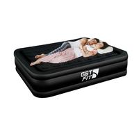 Get Fit Blow Up Air Bed with Built In Electric Pump- Free Pillow - Elevated Air Mattress - King - King - Black Mono