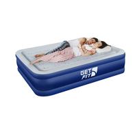 Get Fit Blow Up Air Bed with Built In Electric Pump- Free Pillow - Elevated Air Mattress - King - King - Navy / White