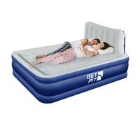 Get Fit Blow Up Air Bed With Built In Electric Pump - Headboard & Free Inflatable Pillow - Double - Double - Navy / White