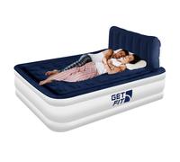 Get Fit Blow Up Air Bed With Built In Electric Pump - Headboard & Free Inflatable Pillow - King - King - White / Navy