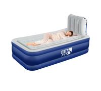 Get Fit Blow Up Air Bed With Built In Electric Pump - Headboard & Free Inflatable Pillow - Single - Navy / White
