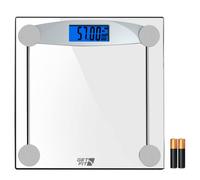 Get Fit Bathroom Scales - Monitor Weight Loss - Digital Weighing Scale - High Precision Strain Gauge Sensor, LCD Display, Automatic On/Off, Room Temperature & Battery Health Indicator - Transparent