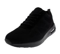 Get Fit Men’s Air Cushioned Running Trainers - Lightweight Breathable Gym Shoes with Shock Absorbing Sole - Comfortable Lace-Up Athletic Walking Sneakers - Black/Black - 12
