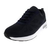 Get Fit Men’s Air Cushioned Running Trainers - Lightweight Breathable Gym Shoes with Shock Absorbing Sole - Comfortable Lace-Up Athletic Walking Sneakers - Navy/White - 7