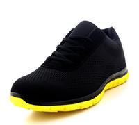 Get Fit Men’s Lace-Up Running Trainers - Lightweight Breathable Mesh Sports Shoes with Cushioned Sole - Comfortable Athletic Sneakers for Gym, Jogging & Everyday Wear - Black/Yellow - 11