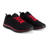 Get Fit Men’s Lightweight Cushioned Trainers - Breathable Mesh Gym Running Shoes - Comfortable Lace-Up Athletic Sneakers, Shock-Absorbing Non-Slip Sole - Black/Red - 11
