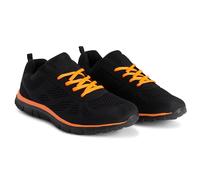 Get Fit Men’s Lightweight Cushioned Trainers - Breathable Mesh Gym Running Shoes - Comfortable Lace-Up Athletic Sneakers, Shock-Absorbing Non-Slip Sole - Black/Orange - 12