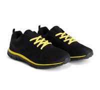 Get Fit Men’s Lightweight Cushioned Trainers - Breathable Mesh Gym Running Shoes - Comfortable Lace-Up Athletic Sneakers, Shock-Absorbing Non-Slip Sole - Black/Yellow - 7