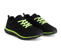 Get Fit Men’s Lightweight Cushioned Trainers - Breathable Mesh Gym Running Shoes - Comfortable Lace-Up Athletic Sneakers, Shock-Absorbing Non-Slip Sole - Black/Orange - 9