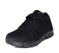 Get Fit Unisex Kids Lightweight Mesh Walking Flat Strap Lace Up Trainers - Black/Black - UK2/EU35 - BS0140