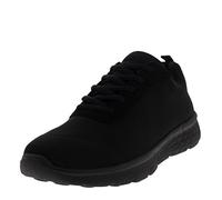 Get Fit Women’s Lightweight Breathable Mesh Trainers - Lace Up Gym Running Shoes with Cushioned Sole - Non Slip Athletic Sneakers for Walking, Fitness, Casual Wear - Black/Black Jersey - 4UK/37