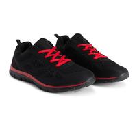 Get Fit Women’s Lightweight Trainers - Breathable Mesh Gym Walking Shoes - Comfortable Lace-Up Fitness Sneakers, Flexible Non-Slip Sole - Black/Red - UK3/EU36