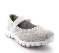 Get Fit Women’s Mary Jane Trainers - Lightweight Breathable Walking Shoes with Hook & Loop Strap - Shock Absorbing Casual Fitness Sneakers for Gym, Travel & Everyday Comfort - Grey - UK4/EU37