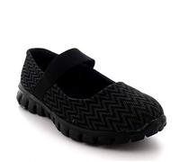 Get Fit Women’s Mary Jane Trainers - Lightweight Breathable Walking Shoes with Hook & Loop Strap - Shock Absorbing Casual Fitness Sneakers for Gym, Travel & Everyday Comfort - Black - UK9/EU42