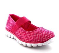 Get Fit Women’s Mary Jane Trainers - Lightweight Breathable Walking Shoes with Hook & Loop Strap - Shock Absorbing Casual Fitness Sneakers for Gym, Travel & Everyday Comfort - Pink - UK5/EU38