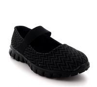 Get Fit Women’s Mary Jane Trainers - Lightweight Breathable Walking Shoes with Hook & Loop Strap - Shock Absorbing Casual Fitness Sneakers for Gym, Travel & Everyday Comfort - Black - UK6/EU39