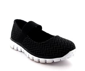 Get Fit Women’s Mary Jane Trainers - Lightweight Breathable Walking Shoes with Hook & Loop Strap - Shock Absorbing Casual Fitness Sneakers for Gym, Travel & Everyday Comfort - Black White - UK3/EU36