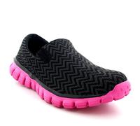 Get Fit Women’s Slip-On Walking Shoes - Lightweight Breathable Trainers with Memory Foam - Casual Work Sneakers - Comfortable Gym, Travel & Everyday Wear - Black/White - UK4/EU44