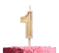 GET FRESH Number 1 Birthday Candle - Gold Number One Candle on Stick - Elegant Number Candles for Birthday Anniversary Wedding Party - Perfect 1st Birthday Candle for Cake Decoration - Gold 1 Candle