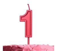 GET FRESH Number 1 Birthday Candle - Red Number One Candle on Stick - Elegant Number Candles for Birthday Anniversary Wedding Party - Perfect 1st Birthday Candle for Cake Decoration - Red 1 Candle