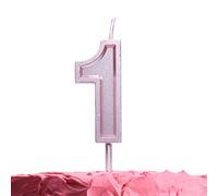 GET FRESH Number 1 Birthday Candle - Rose Gold Number One Candle on Stick - Elegant Pink Number Candles for Birthday Wedding Anniversary - Perfect Baby’s 1st Birthday Cake Candle - Pink 1 Candle