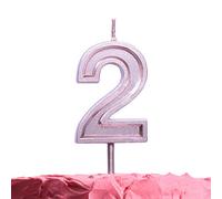 GET FRESH Number 2 Birthday Candle - Rose Gold Number Two Candle on Stick - Elegant Number Candles for Birthday Wedding Anniversary - Perfect Two Birthday Cake Candle - Rose Gold 2 Candle