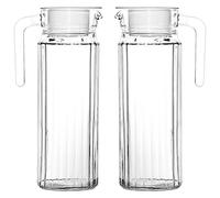 Get Goods 2 x 1.1L Glass Pitcher Fridge Door Jug with Lid