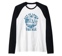 Get in Loser Tiki Bar Hawaii Meme Tiki Vibes Pun Funny Goose Raglan Baseball Tee