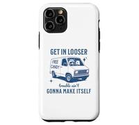 Get In Loser Trouble Ain't Gonna Make Itself Raccoon Opossum Case for iPhone 11 Pro