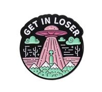 Get In Loser UFO Abduction Enamel Pin Cute Alien Space Art Lapel Pin Sci-Fi Pastel Badge 3cm x 3cm