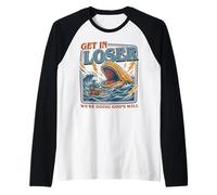 Get in Loser We're Doing Gods Will Christian Jonah Whale Raglan Baseball Tee
