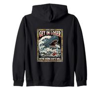 Get In Loser We're Doing God's Will Jonah Whale Funny Zip Hoodie