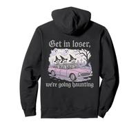 Get In Loser We're Going Haunting Skeleton Design Pullover Hoodie