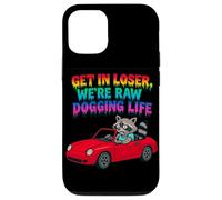 Get In Loser We're Raw Dogging Life Raccoon Design Case for iPhone 12/12 Pro