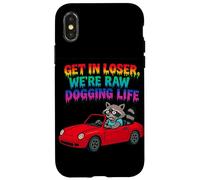 Get In Loser We're Raw Dogging Life Raccoon Design Case for iPhone X/XS