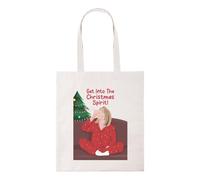 Get into the christmas spirit, british meme comedy humour xmas festive novelty tote bag cotton shopper shopping reusable bags