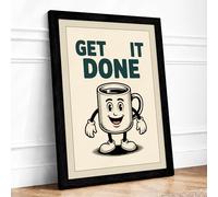 Get It Done Retro Framed Wall Art Print A3 (42×29.7cm) Black, Wall Decor for Living Room, Bedroom, Office & Home, Ready to Hang, Art Gift