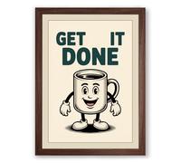 Get It Done Retro Framed Wall Art Print A4 (29.7×21cm) Walnut, Wall Decor for Living Room, Bedroom, Office & Home, Ready to Hang, Art Gift